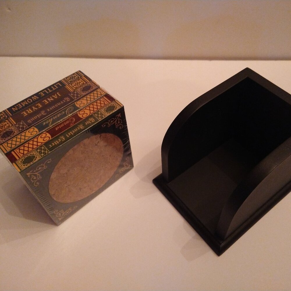 New Victorian Trading Co. Coaster Set & Holder Resembling Miniature Book Library - Picture 11 of 14